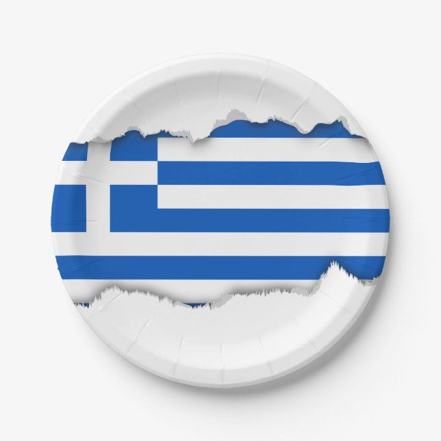 Plato De Papel Bandera de Grecia (Anverso)