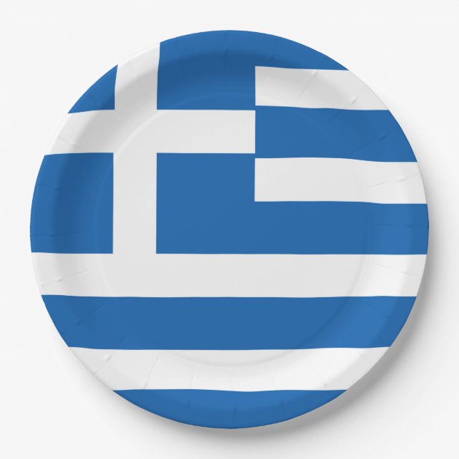 Plato De Papel Bandera de Grecia (Anverso)