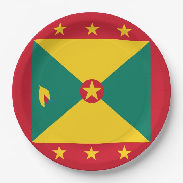 Plato De Papel Bandera de Grenada (Anverso)