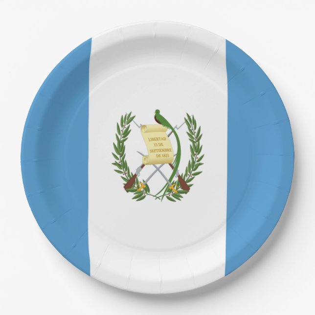 Plato De Papel Bandera de Guatemala (Anverso)