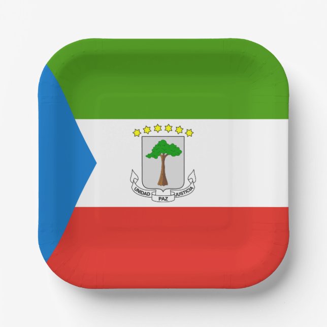 Plato De Papel Bandera de Guinea Ecuatorial (Anverso)