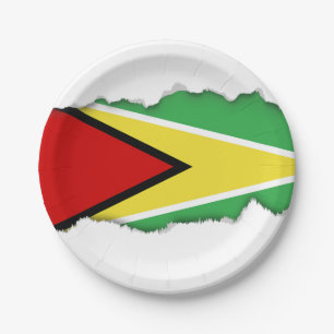 Plato De Papel Bandera de Guyana