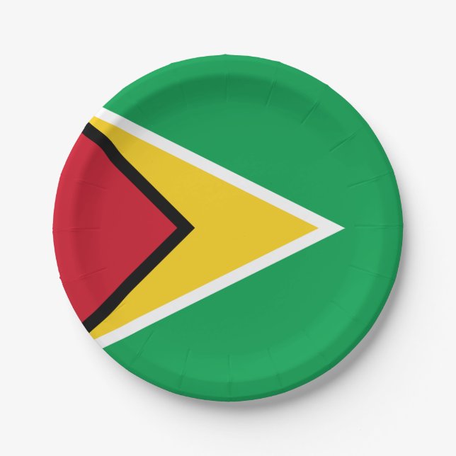 Plato De Papel Bandera de Guyana (Anverso)