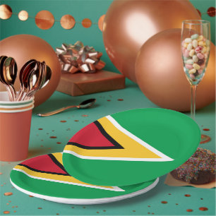 Plato De Papel Bandera de Guyana
