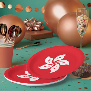 Plato De Papel Bandera de Hong Kong