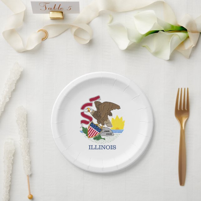 Plato De Papel Bandera de Illinois (Boda)