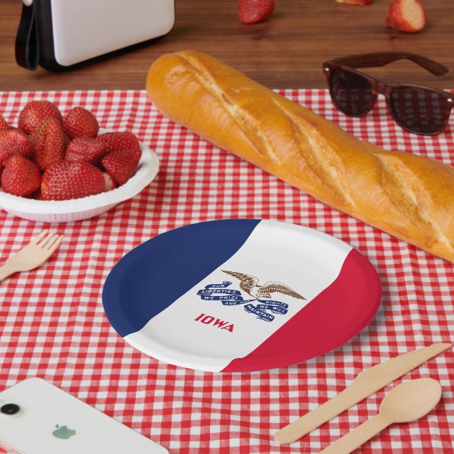 Plato De Papel Bandera de Iowa (Picnic)