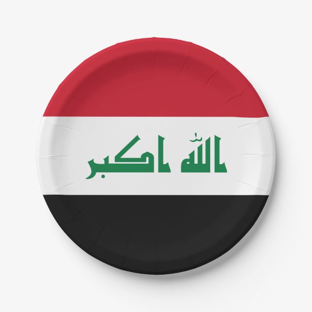 Plato De Papel Bandera de Iraq (Anverso)