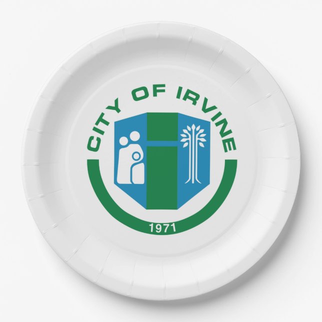 Plato De Papel Bandera de Irvine (California) (Anverso)