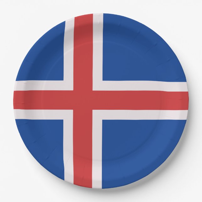 Plato De Papel Bandera de Islandia (Anverso)