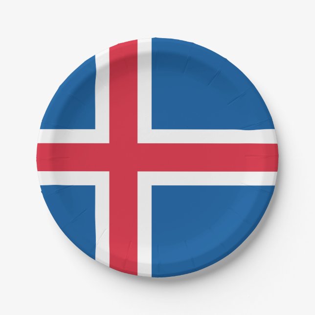 Plato De Papel Bandera de Islandia (Anverso)