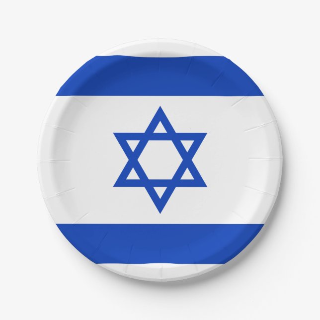 Plato De Papel Bandera de Israel (Anverso)