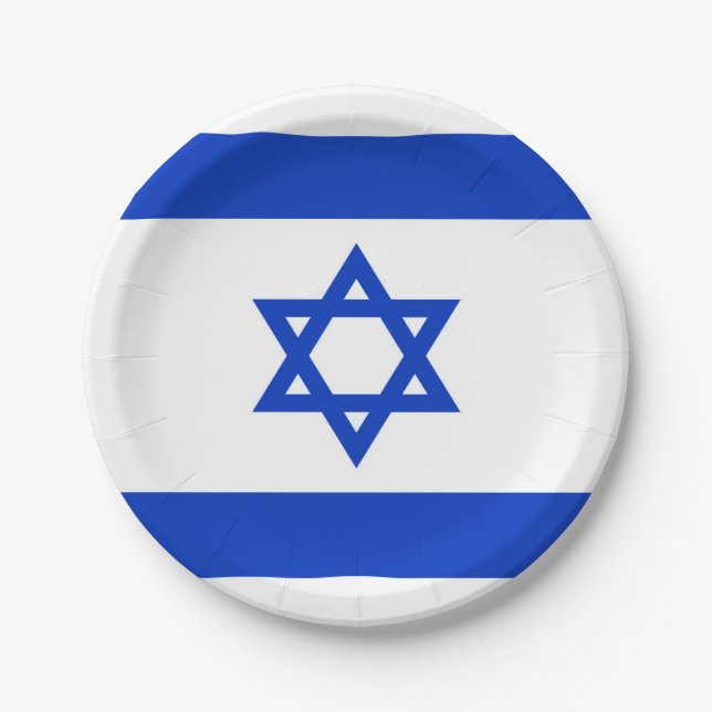 Plato De Papel Bandera de Israel (Anverso)
