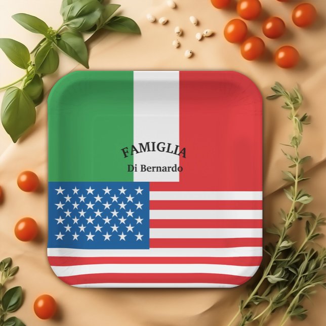 Plato De Papel Bandera de Italia Bandera Americana Patriótica (Italian-American Personalized
Paper Plate
Flag of Italy American Flag)