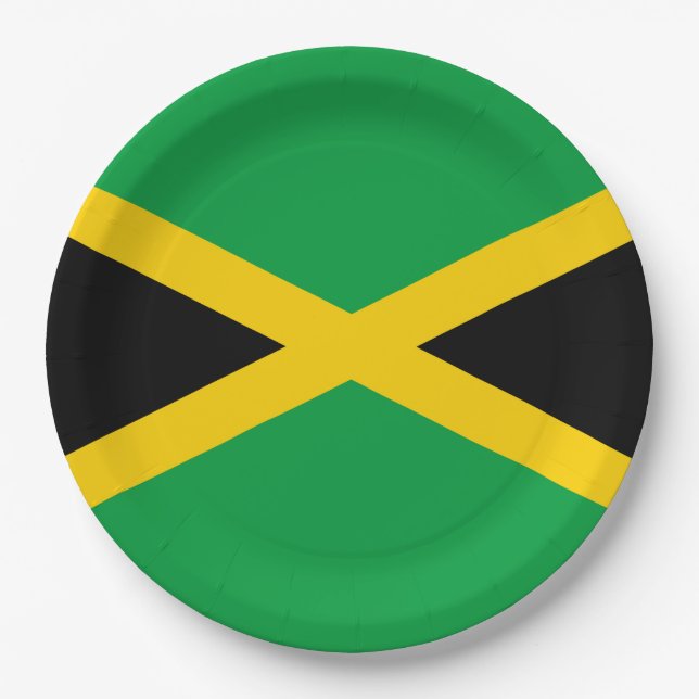 Plato De Papel Bandera de Jamaica (Anverso)