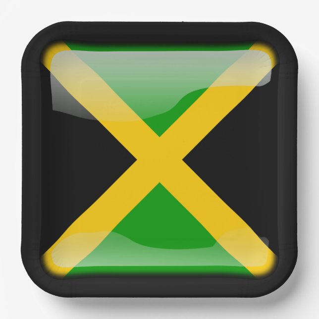 Plato De Papel Bandera de Jamaica (Anverso)