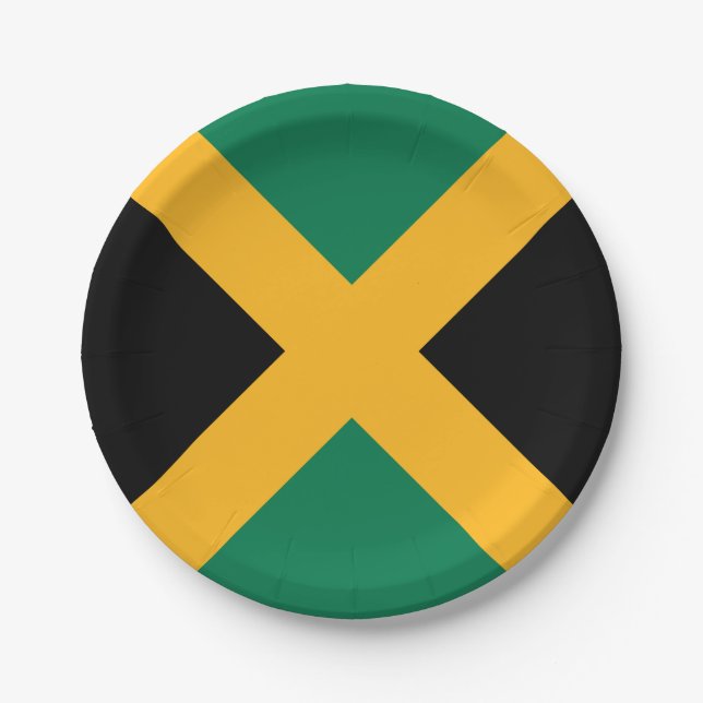 Plato De Papel Bandera de Jamaica (Anverso)