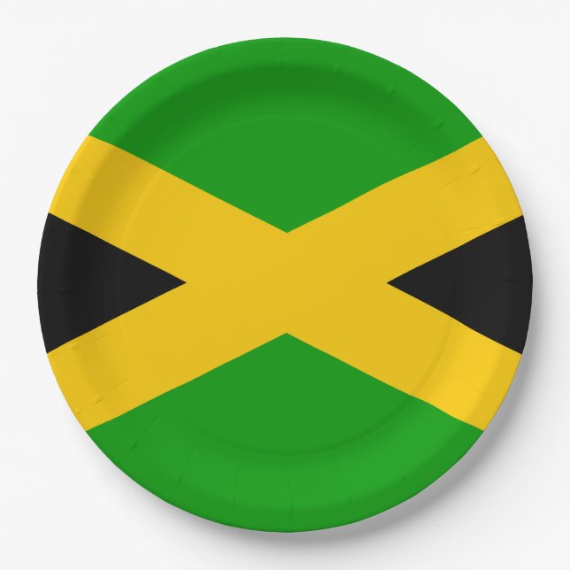 Plato De Papel Bandera de Jamaica (Anverso)
