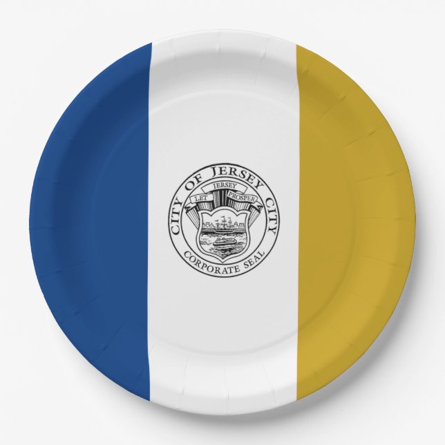 Plato De Papel Bandera de Jersey City (Nueva Jersey) (Anverso)