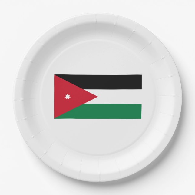 Plato De Papel Bandera de Jordania (Anverso)