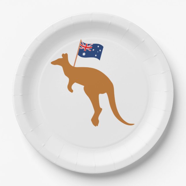 Plato De Papel bandera de kangaroo australia (Anverso)