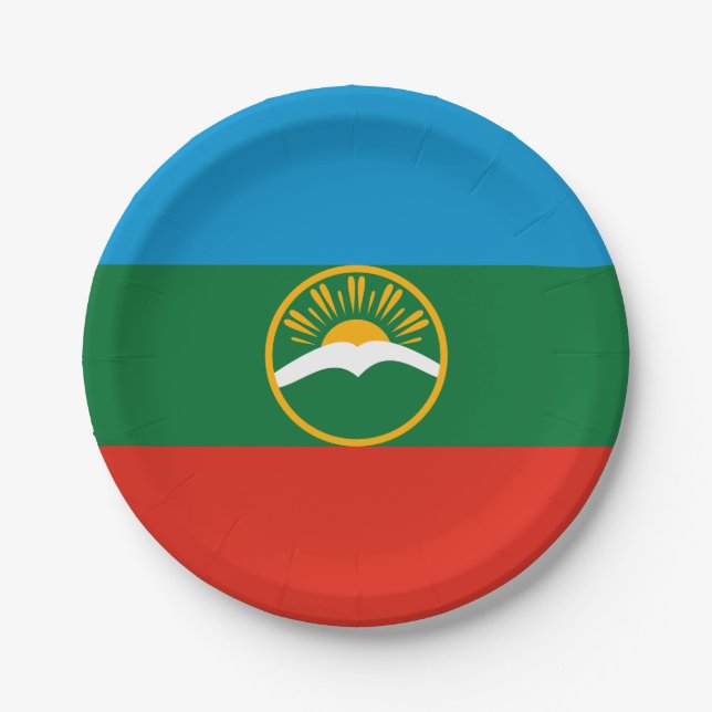 Plato De Papel Bandera de Karachay Cherkessia (Anverso)