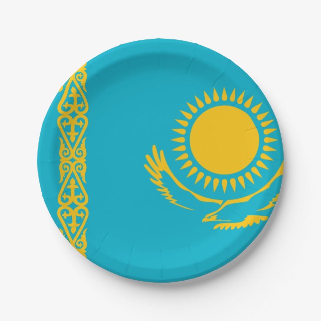 Plato De Papel Bandera de Kazajistán (Anverso)