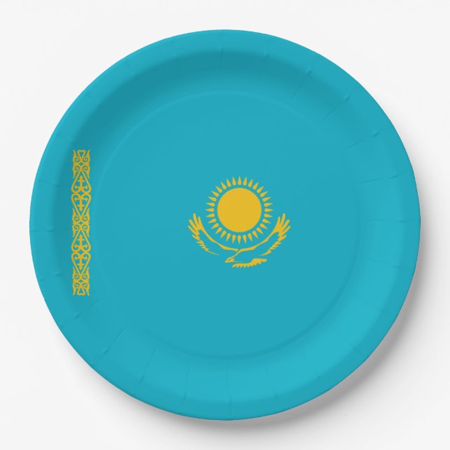 Plato De Papel Bandera de Kazajistán (Anverso)