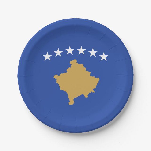 Plato De Papel Bandera de Kosovo (Anverso)