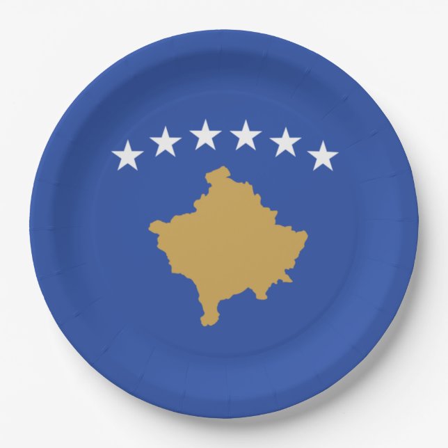 Plato De Papel Bandera de Kosovo (Anverso)