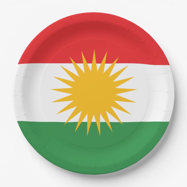 Plato De Papel Bandera de Kurdistán (Anverso)