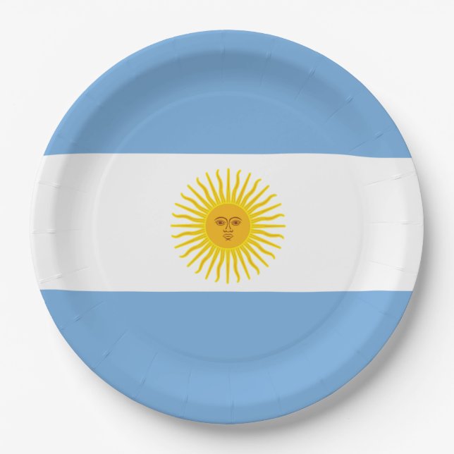 Plato De Papel Bandera de la Argentina (Anverso)