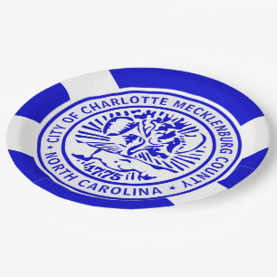 Plato De Papel Bandera de la ciudad de Charlotte