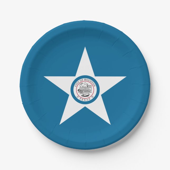 Plato De Papel Bandera de la ciudad de Houston, Texas Paper Plate (Anverso)