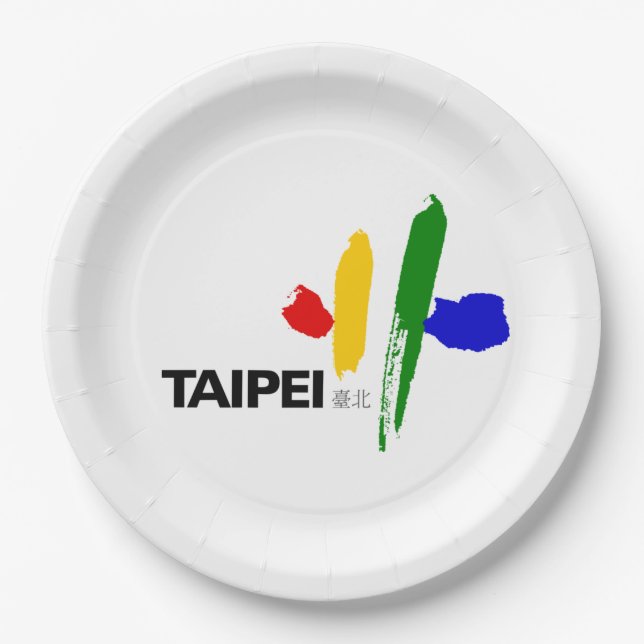 Plato De Papel Bandera de la ciudad de Taipei (Taiwán) (Anverso)