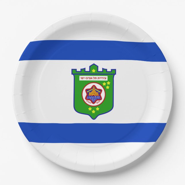 Plato De Papel Bandera de la ciudad de Tel Aviv (Israel) (Anverso)