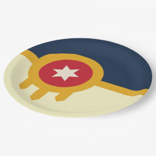 Plato De Papel Bandera de la ciudad de Tulsa