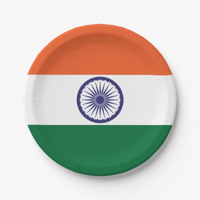 Plato De Papel Bandera de la India (Anverso)