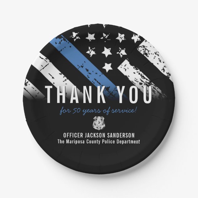 Plato De Papel Bandera de la Línea Azul del aniversario de la jub (Anverso)