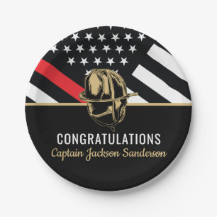 Plato De Papel Bandera de la línea roja de incendios del Fiesta d