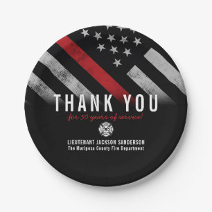 Plato De Papel Bandera de la línea roja del aniversario de retiro