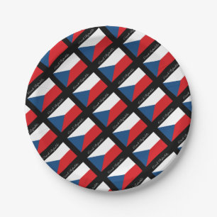 Plato De Papel Bandera de la República Checa - Ceska Republika