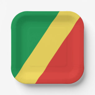 Plato De Papel Bandera de la República del Congo
