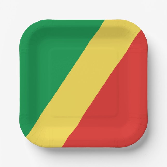 Plato De Papel Bandera de la República del Congo (Anverso)