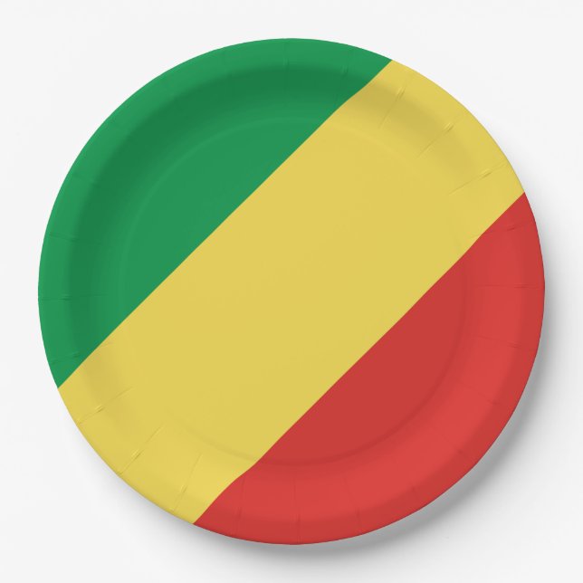 Plato De Papel Bandera de la República del Congo (Anverso)
