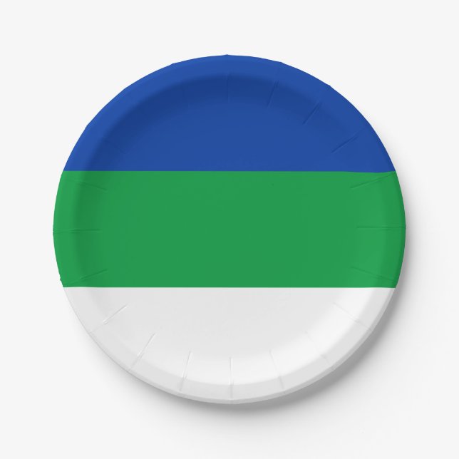 Plato De Papel Bandera de la República Komi (Anverso)