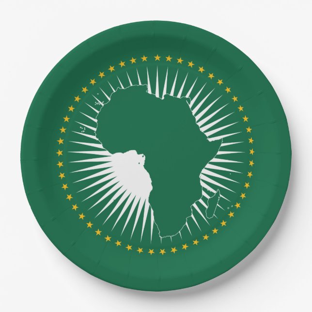 Plato De Papel Bandera de la Unión Africana (continente africano) (Anverso)