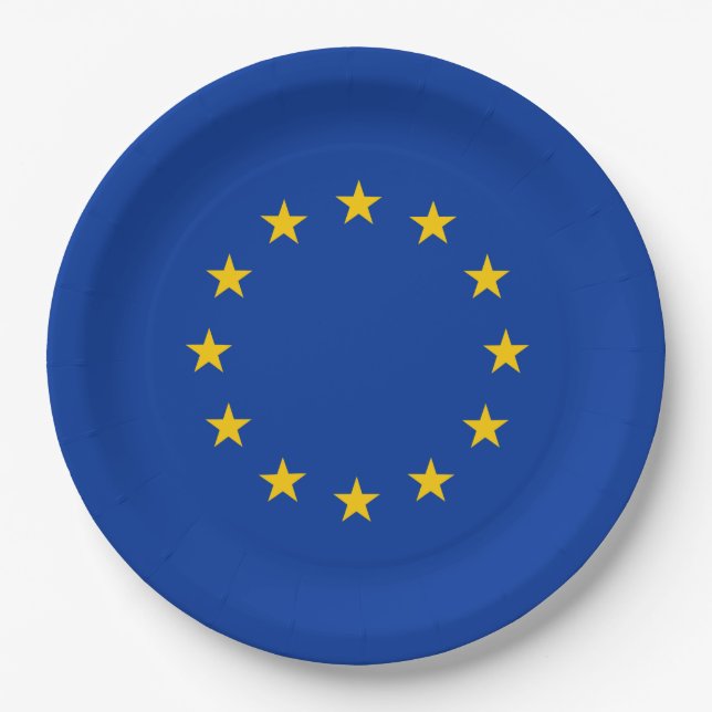 Plato De Papel Bandera de la Unión Europea (UE) (Europa) (Anverso)