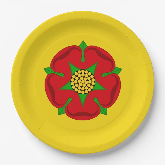 Plato De Papel Bandera de Lancashire (Anverso)