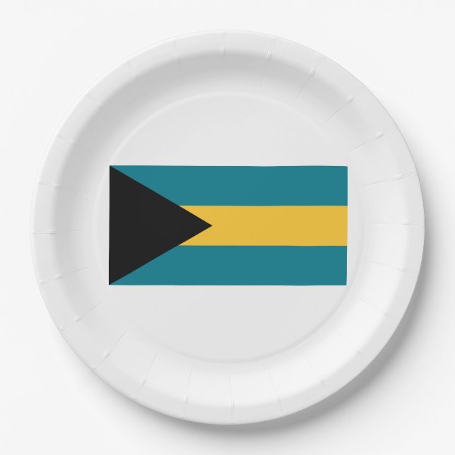 Plato De Papel Bandera de las Bahamas (Anverso)